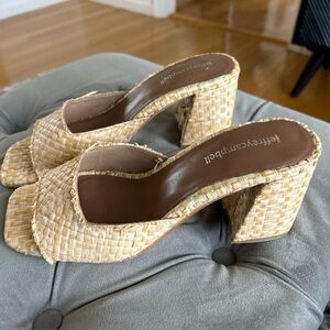 Jeffrey Campbell Melange Womens Woven Raffia Block Heel Sandal Mule Slide 8